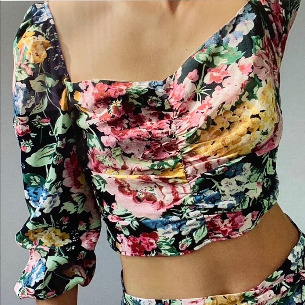 Zara floral print blouse